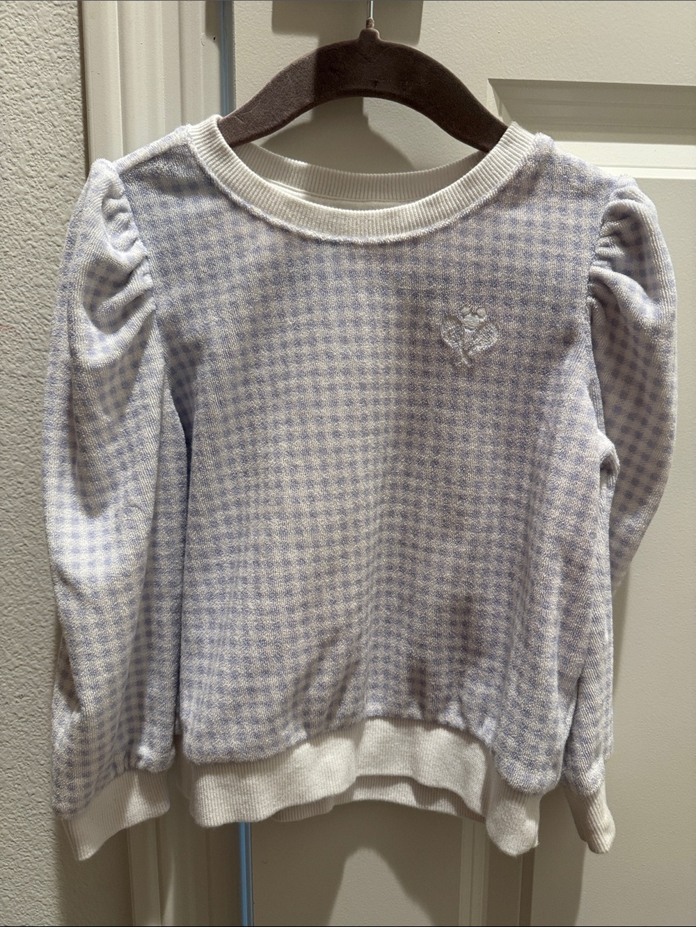 Janie and Jack x Disney Light Blue & White Checkered Sweatshirt w Mickey Tennis